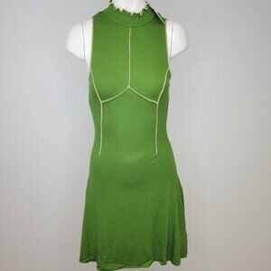 Urban Outfitters Seamed Ribbed High Neck Dress Green Open Back Size Small NWT